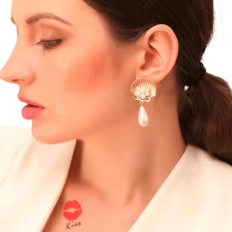 Boucles d'Oreilles Perles et Saint-Jacques