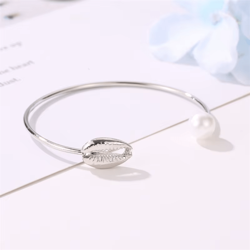 Bracelet Coquillage Argent Cauri Jonc