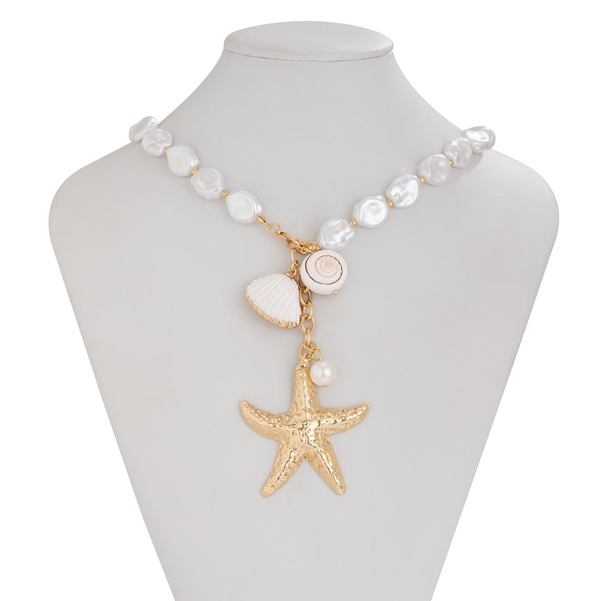 Collier Coquillage Blanc et Doré