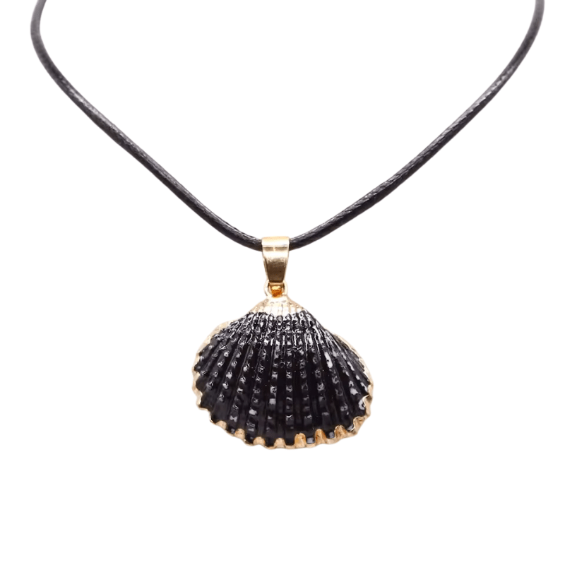 Collier Coquillage Noir Pendentif
