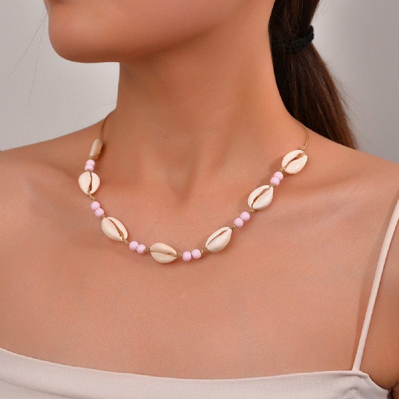 Collier Coquillage Rose et Blanc