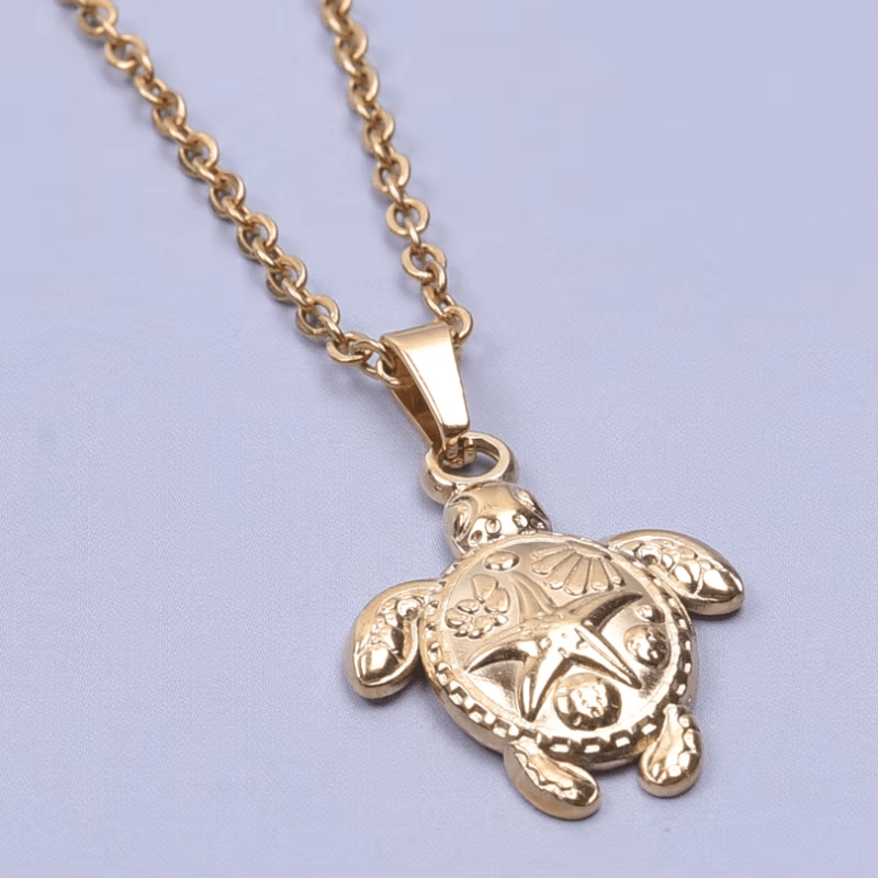 Collier Pendentif Tortue dorée été