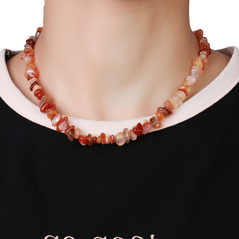 Collier Perles Plates Coquillage Marron