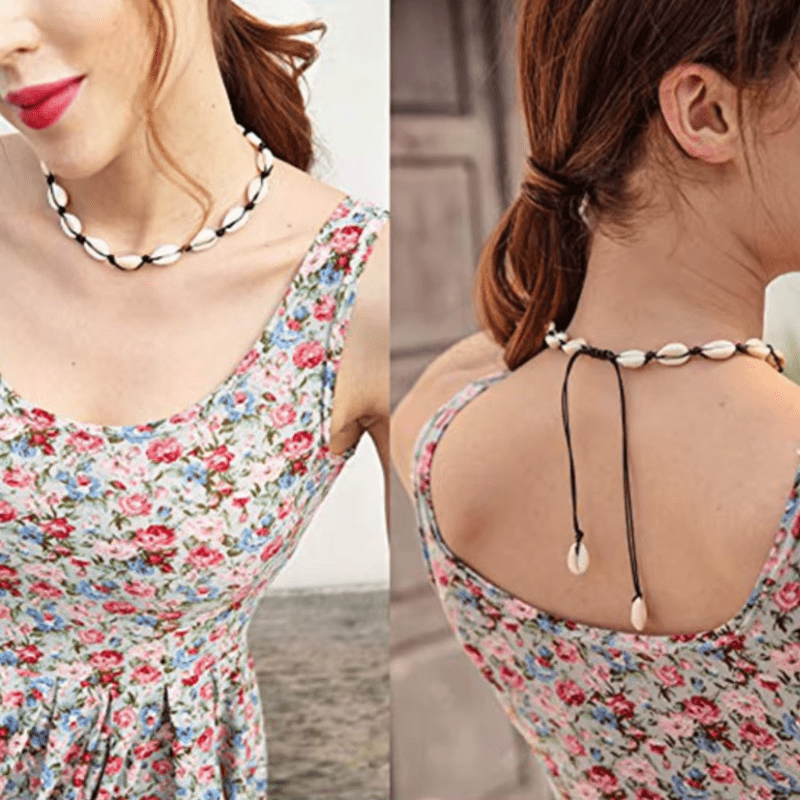 Collier Ras du Cou Coquillages Porcelaines