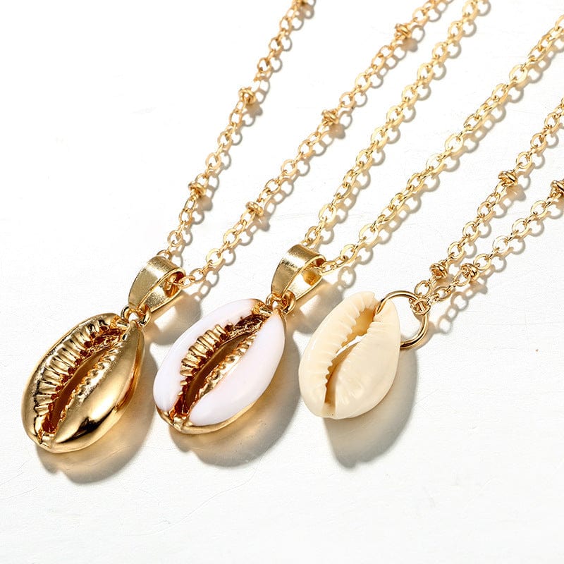 Pendentif Coquillage Triple Rang Cauris
