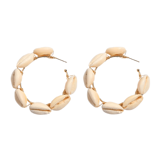 Boucles d'Oreilles Coquillage Créoles Cauris