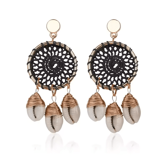 Boucles d'Oreilles Coquillage Noires