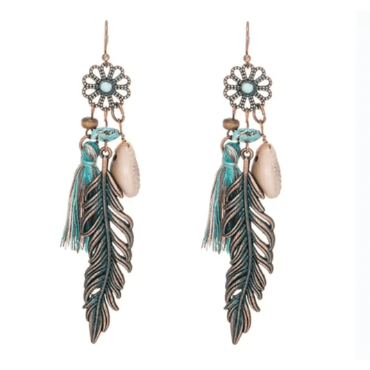 Boucles d'Oreilles Coquillage Pompon