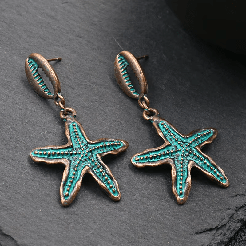 Boucles d'Oreilles Étoile De Mer Et Cauri