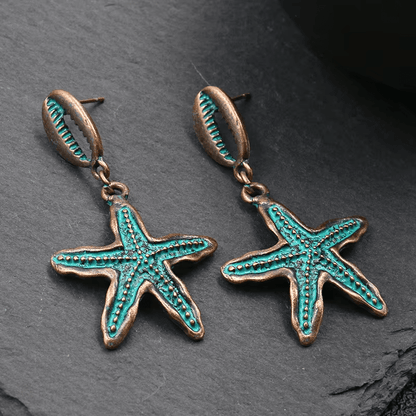 Boucles d'Oreilles Étoile De Mer Et Cauri