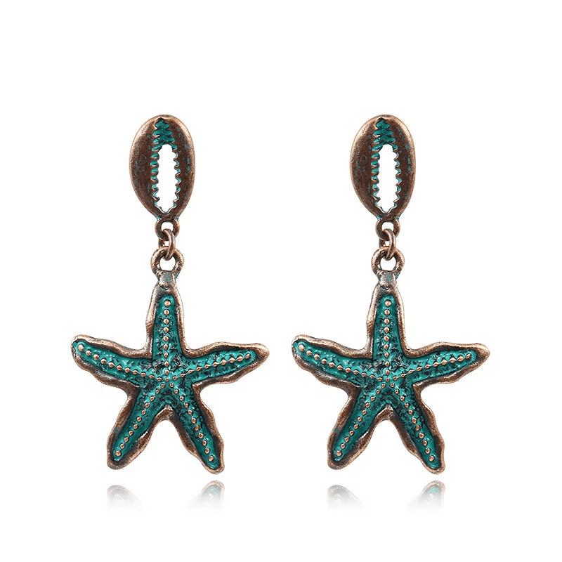Boucles d'Oreilles Étoile De Mer Et Cauri