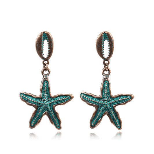 Boucles d'Oreilles Étoile De Mer Et Cauri