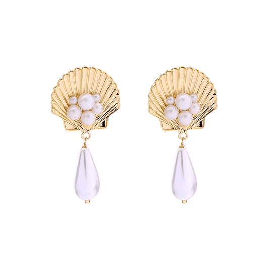 Boucles d'Oreilles Perles et Saint-Jacques