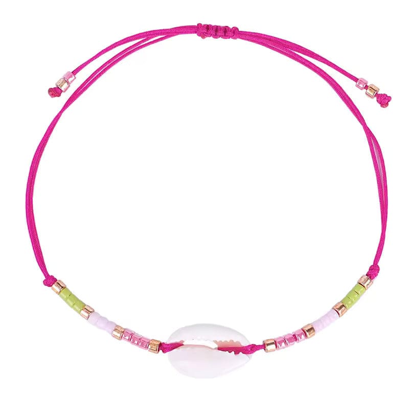Bracelet Cheville Coquillage Fin Rose