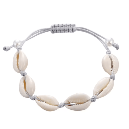 Bracelet Coquillage Cauri Gris