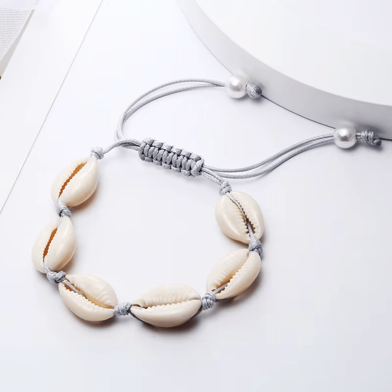 Bracelet Coquillage Cauri Gris