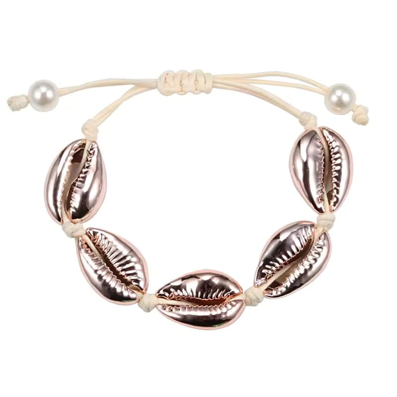 Bracelet Coquillage Cauri Or Rose