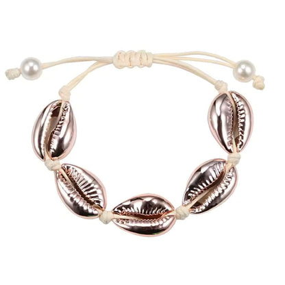 Bracelet Coquillage Cauri Or Rose