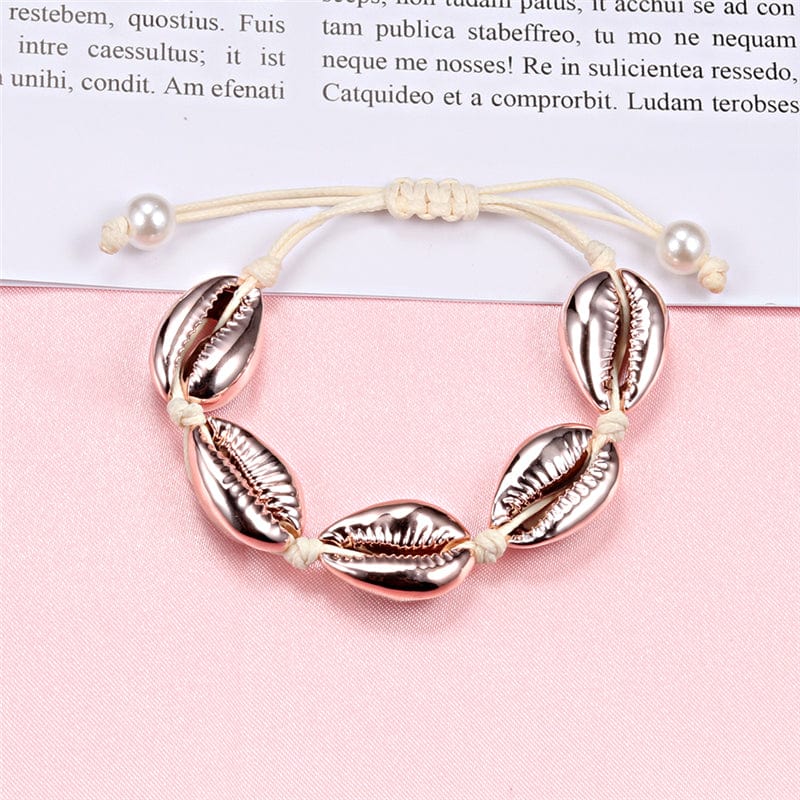 Bracelet Coquillage Cauri Or Rose