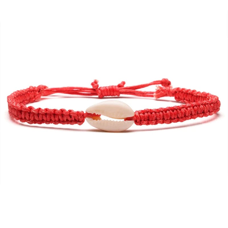 Bracelet Coquillage Cauri Rouge