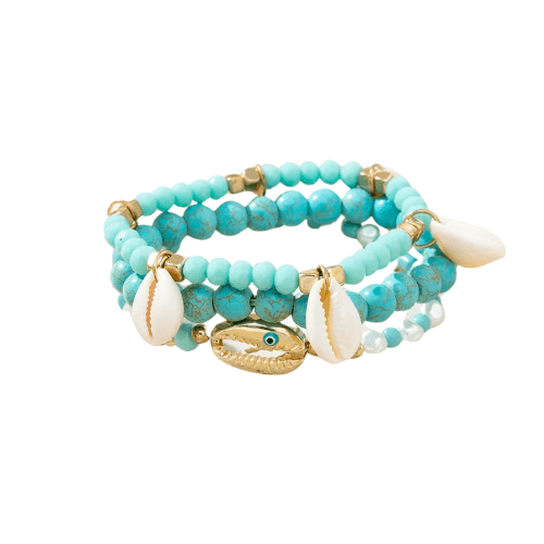 Bracelet Coquillage Œil Et Perles Bleues