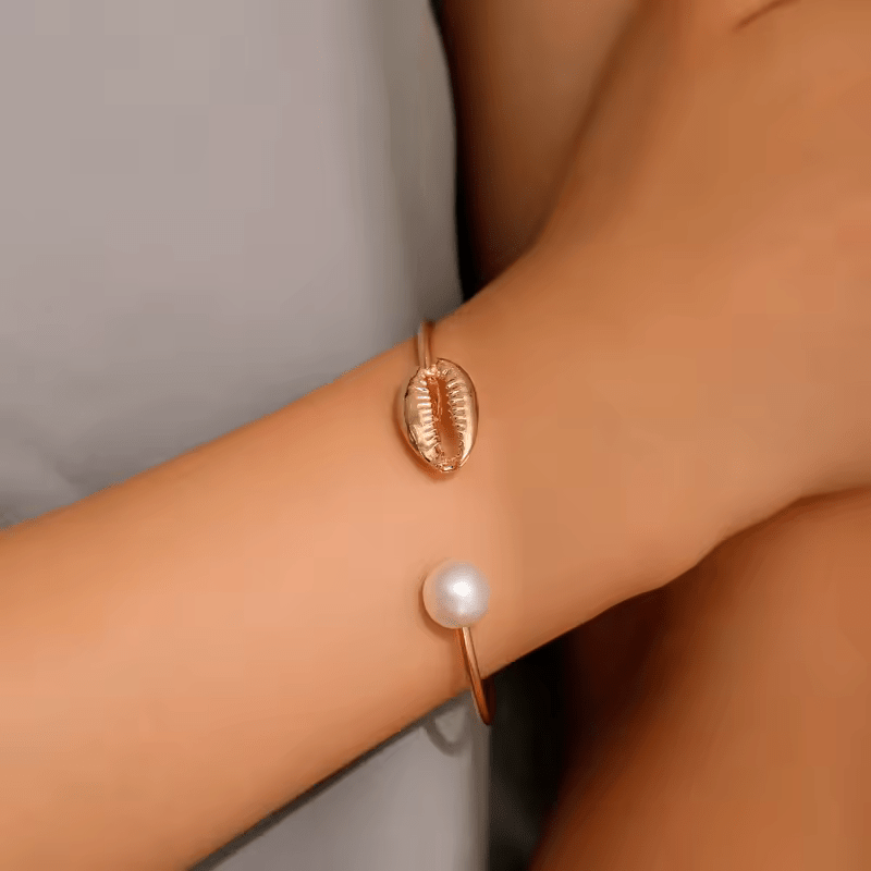 Bracelet Coquillage Or Cauri Jonc