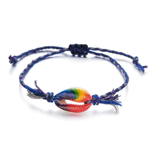 Bracelet Coquillage Univalve Cauri Bleu