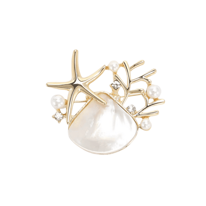 Broche Coquillage Étoile de Mer et Nacre Iridescente
