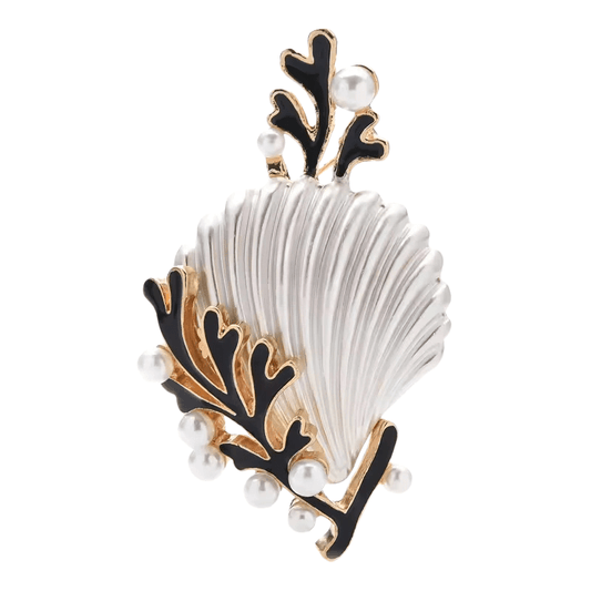 Broche Coquillage Saint Jacques et ses Perles