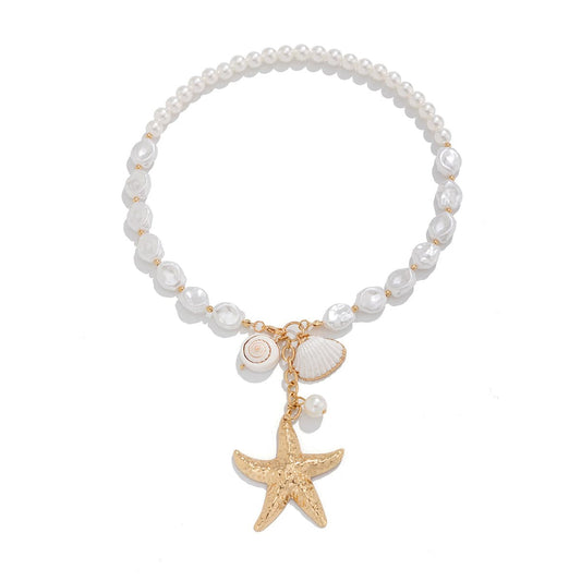 Collier Coquillage Blanc et Doré
