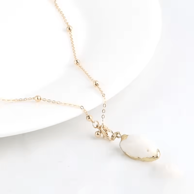 Collier Coquillage Blanc Et Or