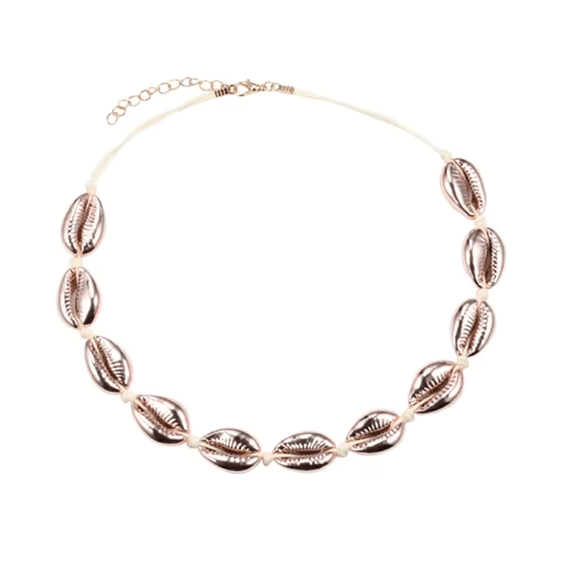 Collier Coquillage Cauri Or Rose