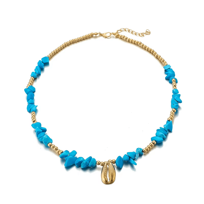 Collier Coquillage Cauri Pierres