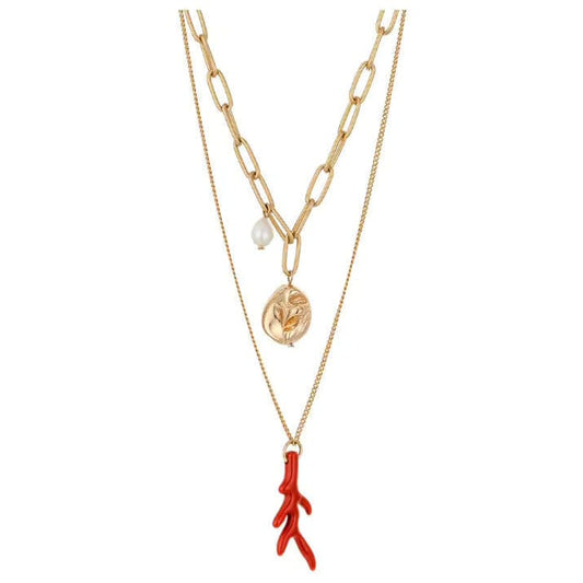 Collier Coquillage Corail