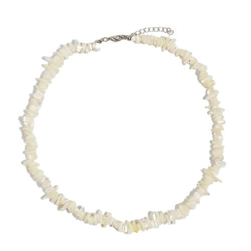 Collier Coquillage en Perles Blanches Plates