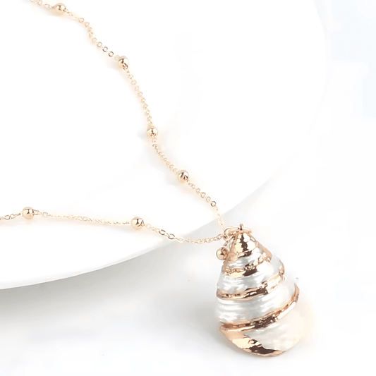Collier Coquillage Or Et Blanc