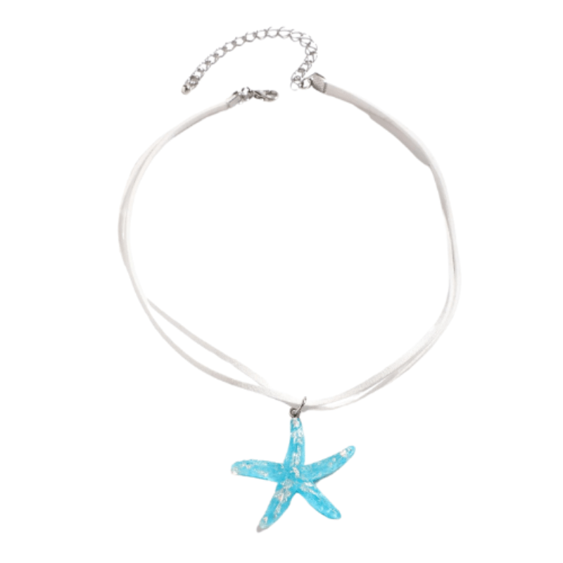 Collier Coquillage Pendentif Étoile de Mer Bleu