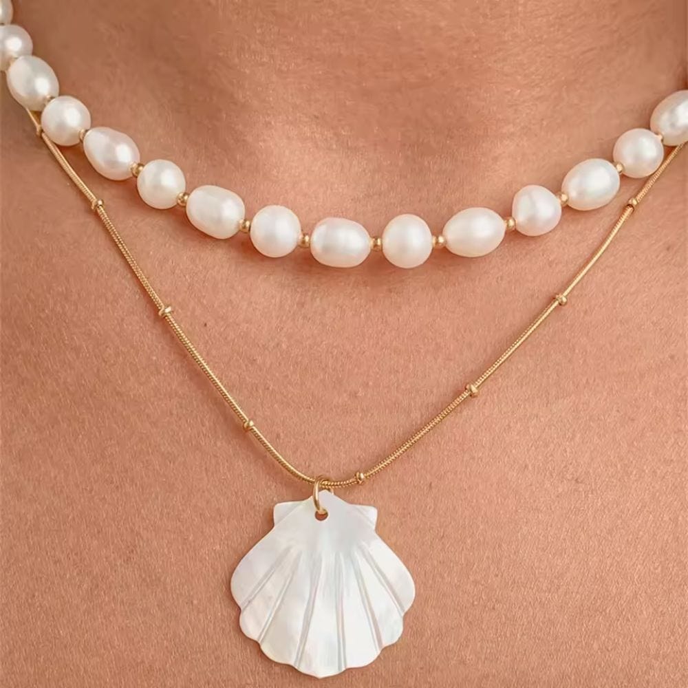 Collier Coquillage Pendentif Plat