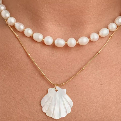 Collier Coquillage Pendentif Plat
