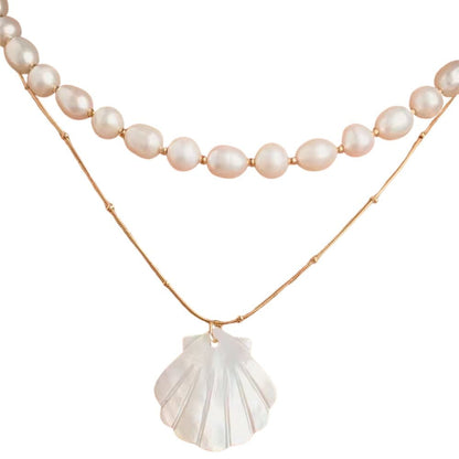 Collier Coquillage Pendentif Plat