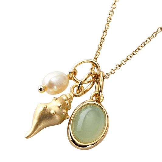 collier coquillage pendentif vert