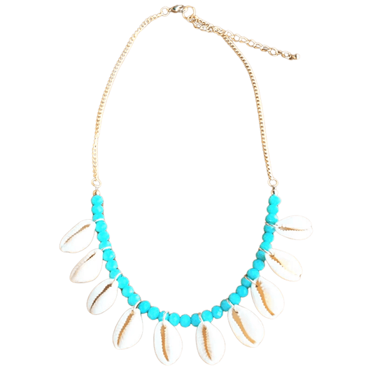 Collier Coquillage Perle Bleu
