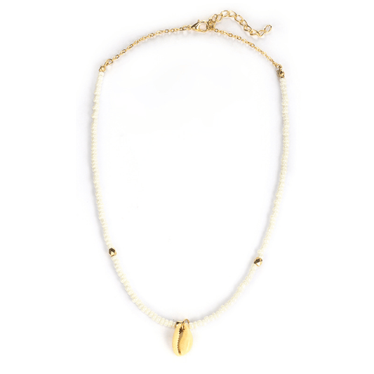 Collier Coquillage Puka Blanc