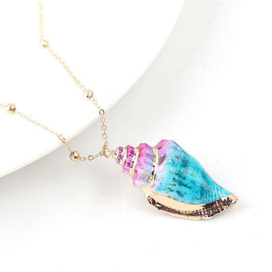 Collier Coquillage Turquoise Pendentif