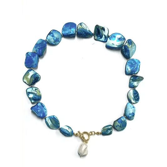 Collier coquillages bleu océan