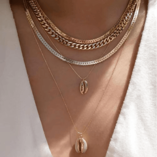 Collier Sautoir Coquillage Or