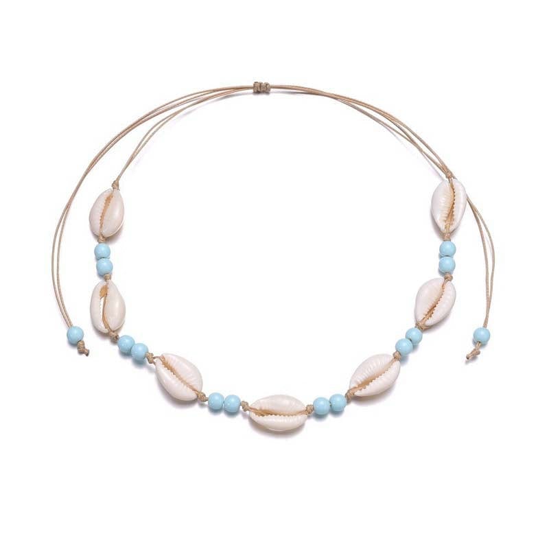 Collier Surfeur Coquillage Bleu