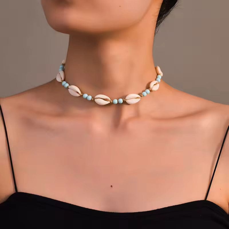 Collier Surfeur Coquillage Bleu