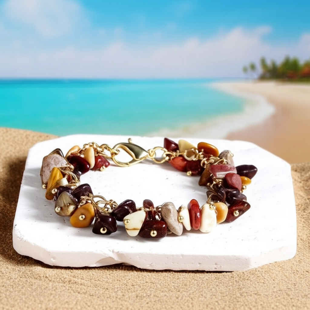 Bracelet Coquillage Pierres Mokaïte