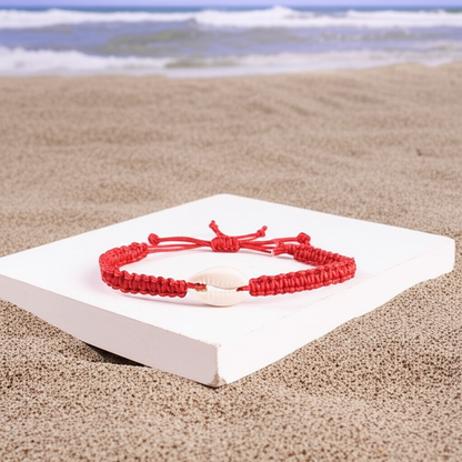 Bracelet Coquillage Cauri Rouge